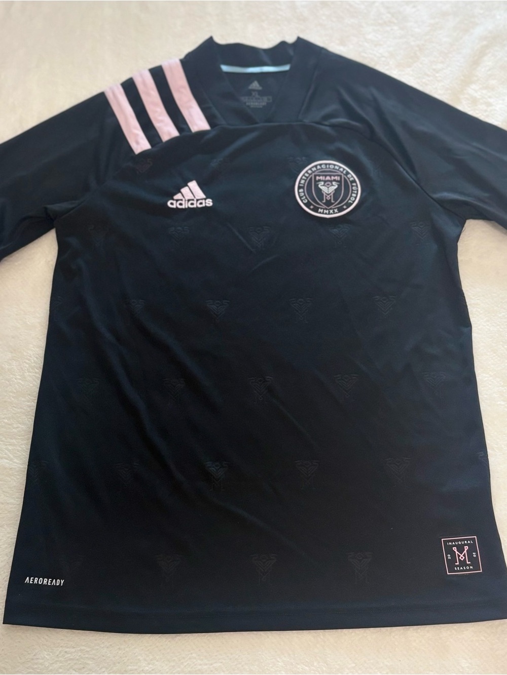 adidas Black & Pink Inaugural Season Soccer Jersey. Boys XL